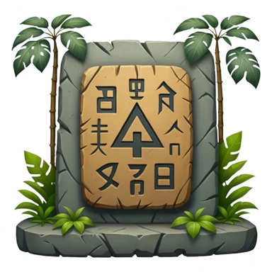 Stone Tablet – Carved gray slab with ancient runes in jungle sticker