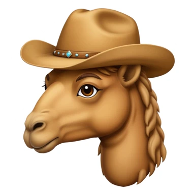 A camel with a cowboy hat sticker