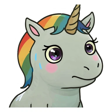 Rainbow baby unicorn one tear rolling down cheek sticker