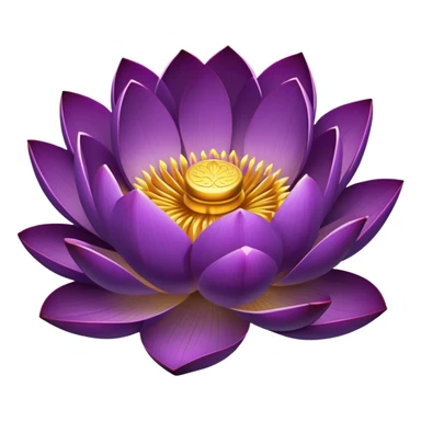 Elegant purple lotus flower with rich violet petals and golden center, accompanied by botanically accurate lotus leaf with distinctive notch and upturned edges sticker