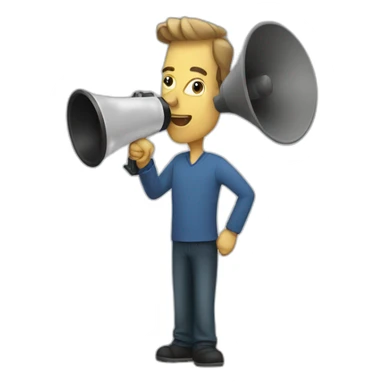 man with a loudspeaker sticker