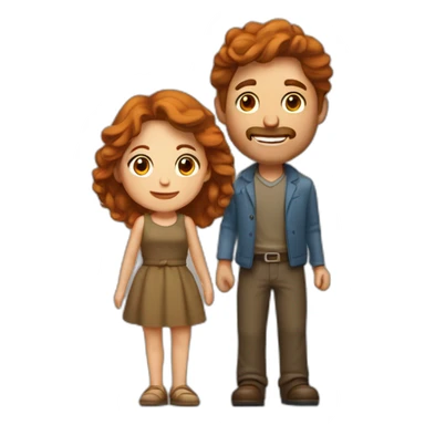 un homme brun qui fait un câlin à une femme rousse sticker