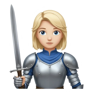 金发蓝眼穿着铠甲击剑的女孩emoji sticker
