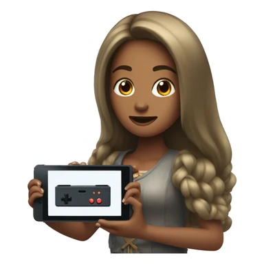 Long hair woman playing nintendo switch sticker