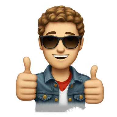 White skinned brown hair Young man with Thumbs up wearing cool sunglasses  sticker
