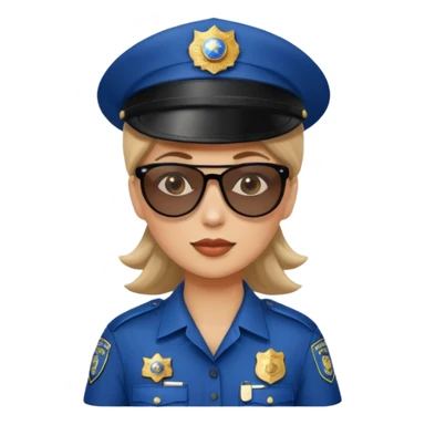 woman police with hair style and hats and sun glasses sticker