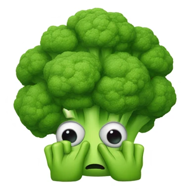 Very sad broccoli with hands on eyes sticker