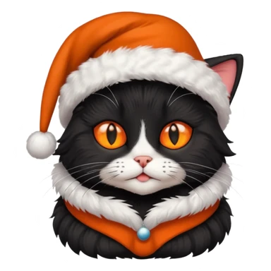 black cat with christmas hat sticker