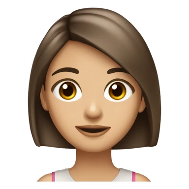 Una adolescente con ojos café claro, cabello marrón cla y con flequillo sticker