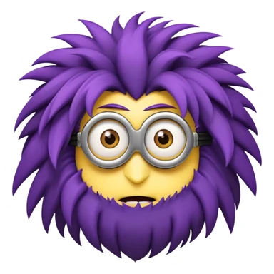 purple minion with wild hair sticker