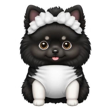 black pomeranian with white diaper sticker