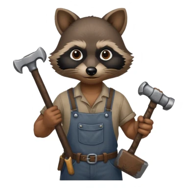 dirty blacksmith  black racoon holding hammer sticker