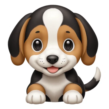 Black and white beagle puppy, smiling, smooth coat sticker