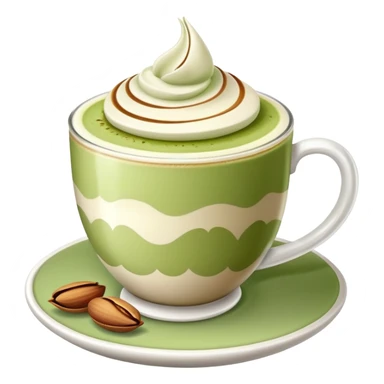 pistachio latte with tulip latte art sticker