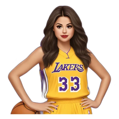 selena gomez with yellow lakers jersey sticker