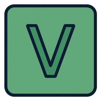 the letter V as seen on the periodic table, green color, clean and modern style sticker