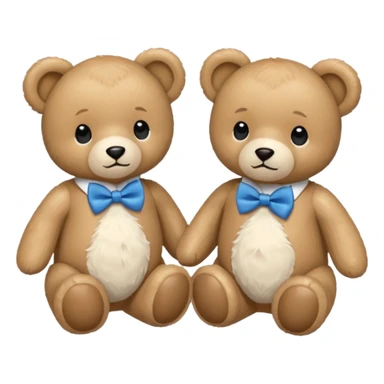 sweet twin teddy same baby white bears with blue bow tie sticker