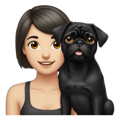 girl and black pug sticker