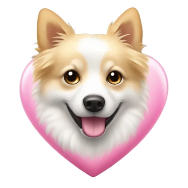 White and blonde spots spitz in a pink heart sticker