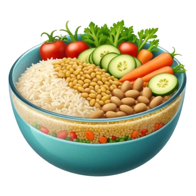 Quinoa Bean glass bowl with rice and vegtables sticker