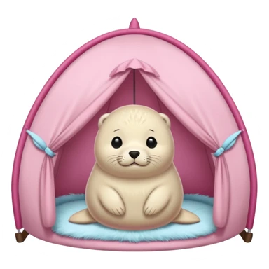 Seal in a light pink tent  sticker