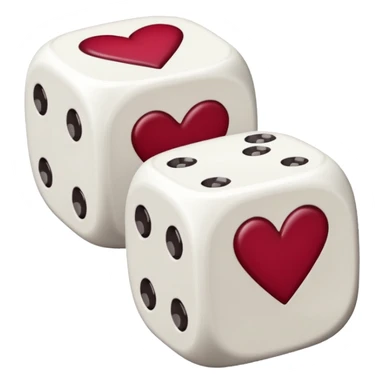 two dices in with burgundy red heart details sticker