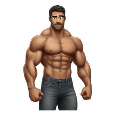 Shredded muscular manly man flexing sticker