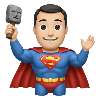 a moai emoji with a superman cape with the original face or the moai emoji with a super man saving people vibe like the superman there is some man waiting in the sky meme but the moai sticker