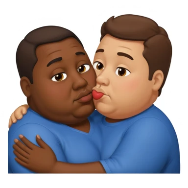 Obese brown man kissing man sticker
