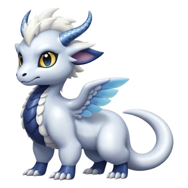 White glossy soft silky furry iridesent Absol-Shinx-Snake-fusion-hybrid, full body sticker