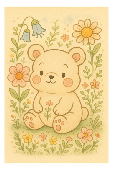cute animal inspired by coloring book drawings, in the style of Bobbie Goods and Cuzy, ghibli style sticker