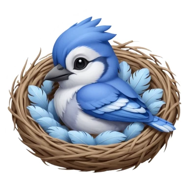 baby bluejay bird sleepin in nest  sticker
