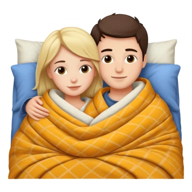two people cuddling in bed sticker