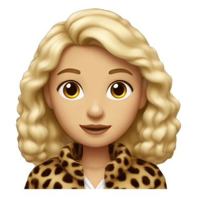 à blonde girl with brown eyes wearing a léopard fur jacket sticker