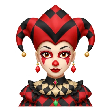 jester woman, black and red sticker