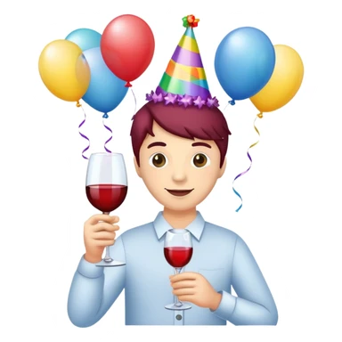 Biethday with garland and ballons and wine sticker