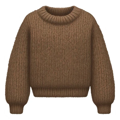 Brown cropped oversize wool sweater, isolated sticker