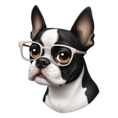 Boston terrier with cute glasses and smoking  sticker