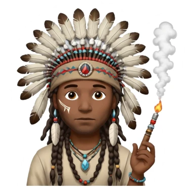 Black American man dark brown with dreads with a American Indian headdress with a peace pipe blowing smoke  sticker