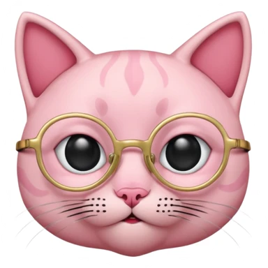 Crybaby pink and black cat with gold round glasses  sticker