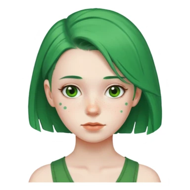 girl with side of head shaved green hair sticker