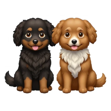 two dogs with wavy hair, one black and one brown with mountains sticker