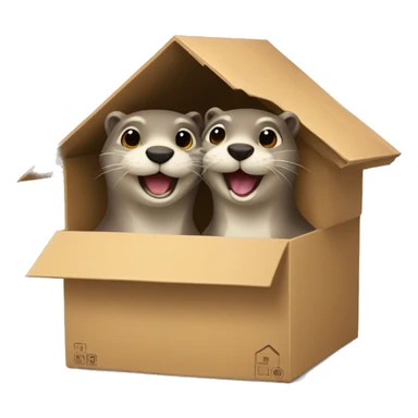 Happy Otter couple moving in a new Home sticker