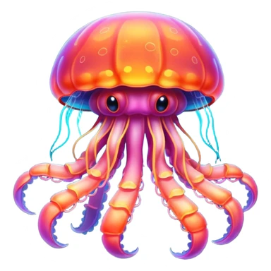 Neon glowing jellyfish-crab-squi sticker