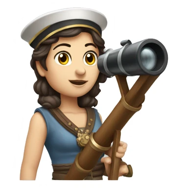 Ancient Greek brunette female ship captain with a telescope sticker
