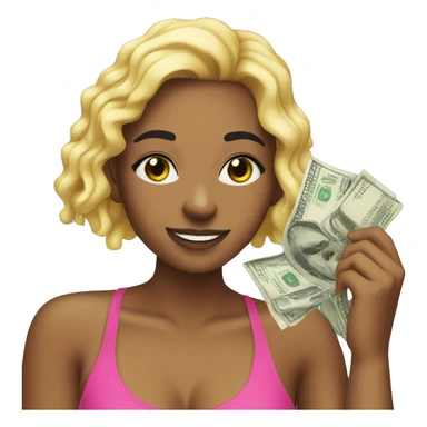 21 year old girl with money in her hand in a swimming pool sticker