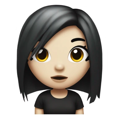 An emo hello kitty with black hair covering her eye sticker