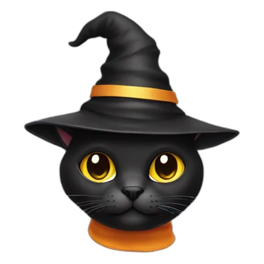 halloween black cat wearing a wizard hat sticker