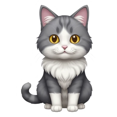 full body dark grey and white cat with white front legs sticker