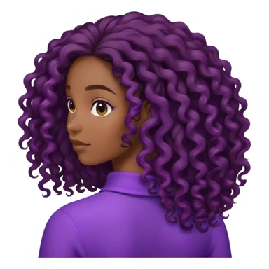 Black curly long hair lady with purple clothes from the back sticker